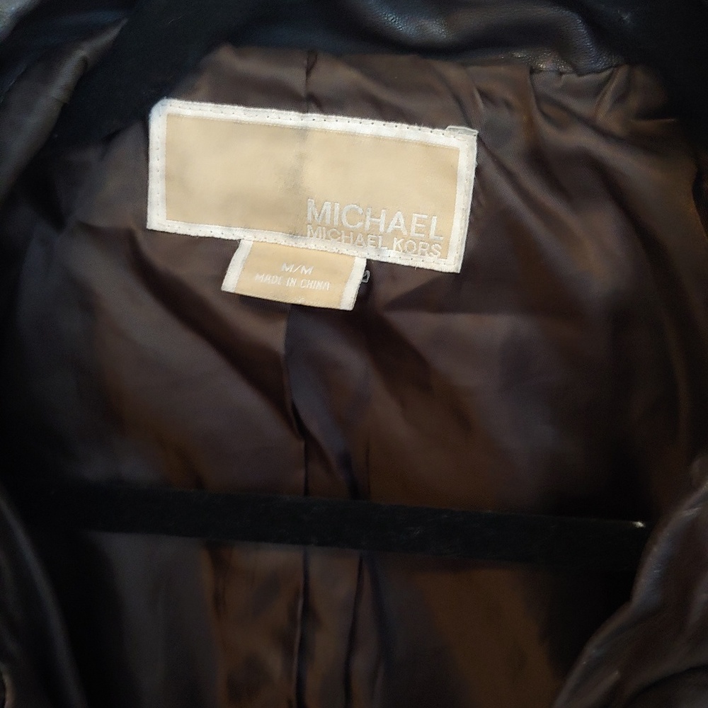 Michael Kors Genuine Leather Bomber Jacket Brown M - Picture 3 of 7